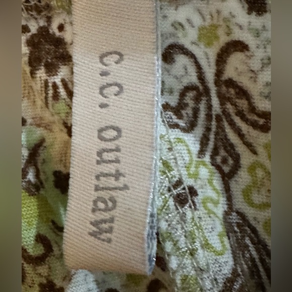 Vintage C. C. Outlaw Jersey Paisley Skirt with Green Gem Detail & Nude Mesh Hem - Picture 3 of 14